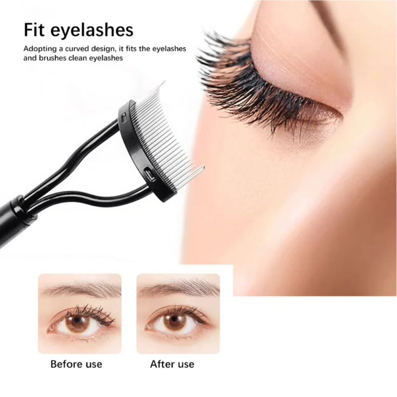 Metal Eyelash Curler Lash Separator Foldable Brush Comb Mascara Curl Qme
