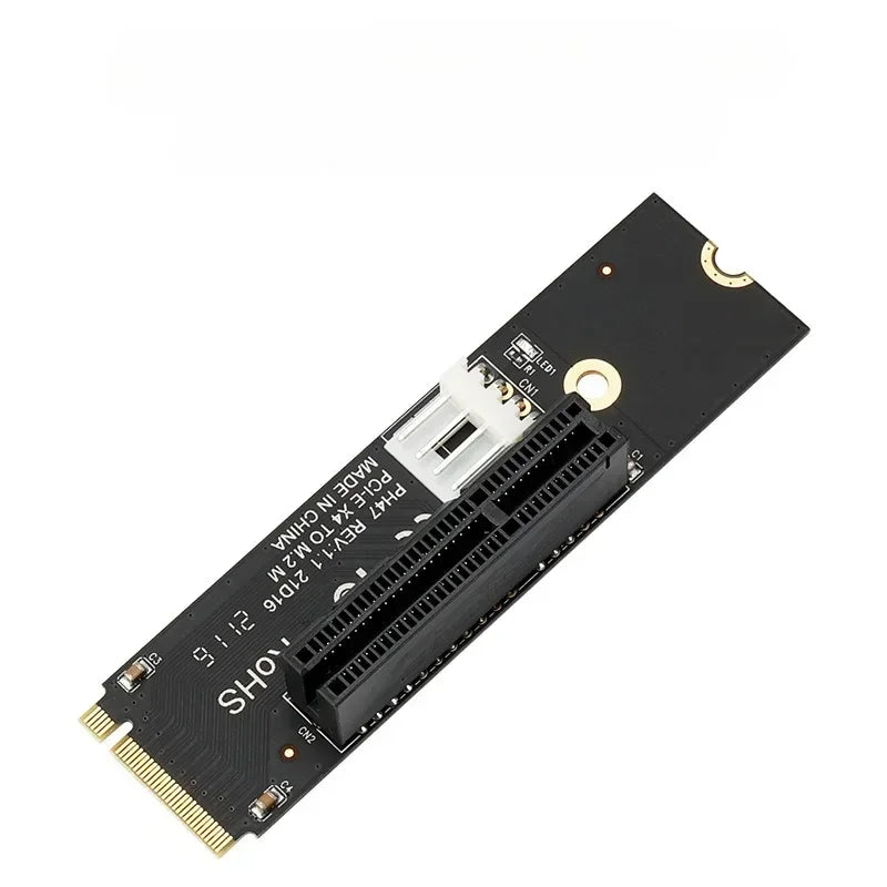 Newest NGFF M.2 To PCI-E 4X Riser Card M2 M Key To PCIe X4 Adapter with LED Indicator SATA Power Riser for Bitcoin Miner Mining Qme
