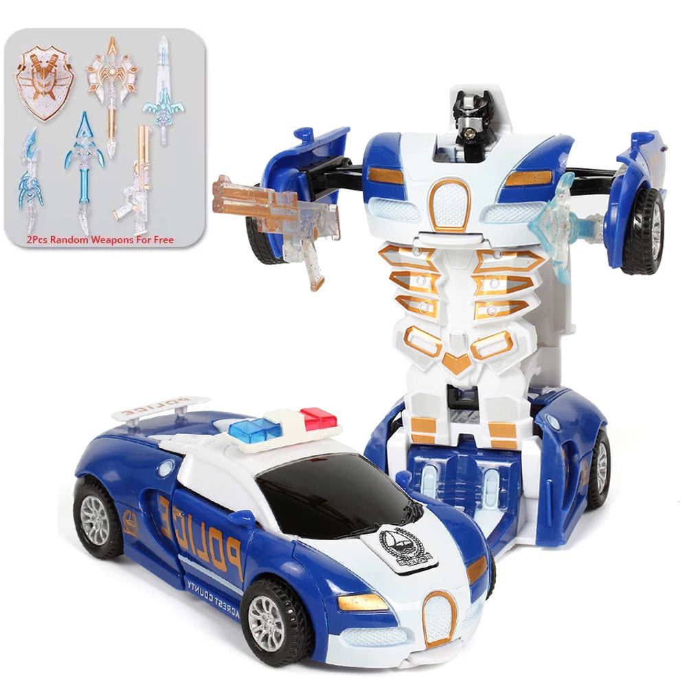 2 in 1 One-key Collision Deformation Car Toys Automatic Transformation Robot Plastic Vehicles Boys Toy Model Car Kids Baby Gift Qme Giftbox 1