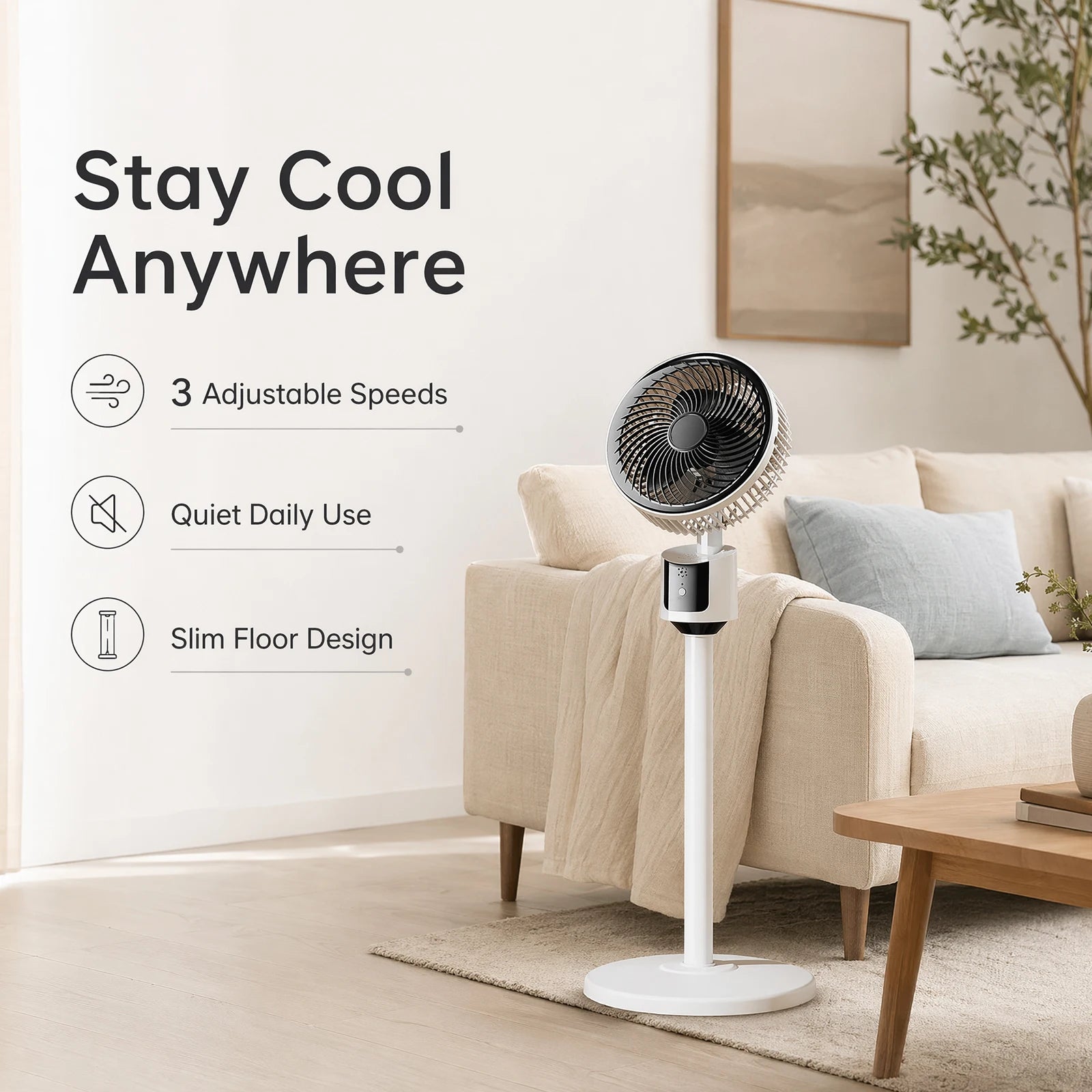Lightweight Floor Fans Multi-Purpose Quiet Standing Fan Household Electric Cooling Fans for RV Camping Outdoor Activities Qme