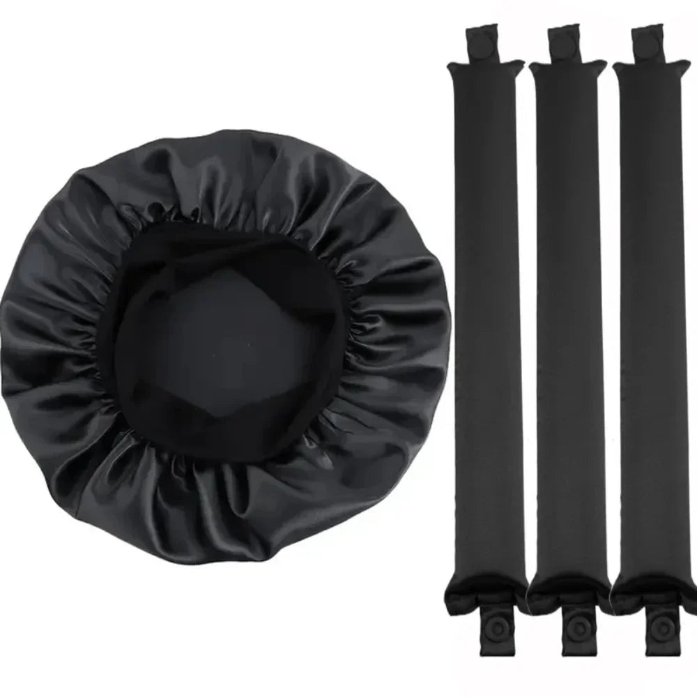 Heatless Curling Rod Headband No Heat Hair Rollers Sleeping Soft Flex Qme 4pcs black