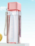 Square Plastic Cup Simple Personalized Portable Water Bottle Back Qme pink <500ml