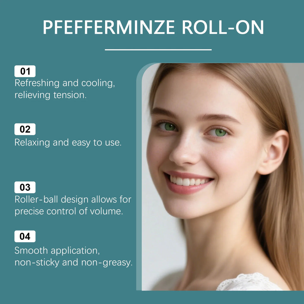 Peppermint Roller Essential Oils Portable Refreshing Fragrance Natural Comfort Massage Body Oils Roll On Relaxing Gift Women Men Qme