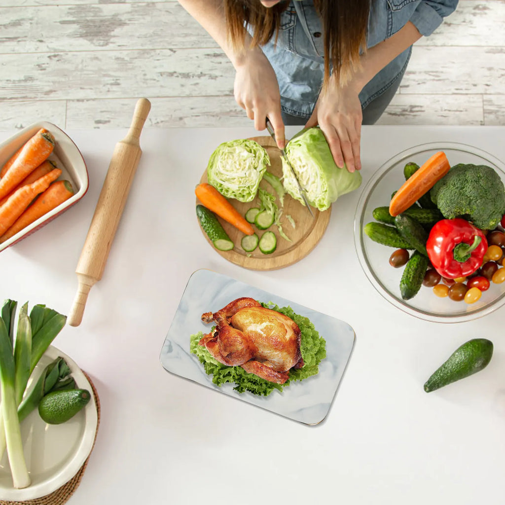 Marble Cutting Board Rectangle Marble Tray Kitchen Food Serving Tray Multi Function Chopping Board Decorative Household Qme