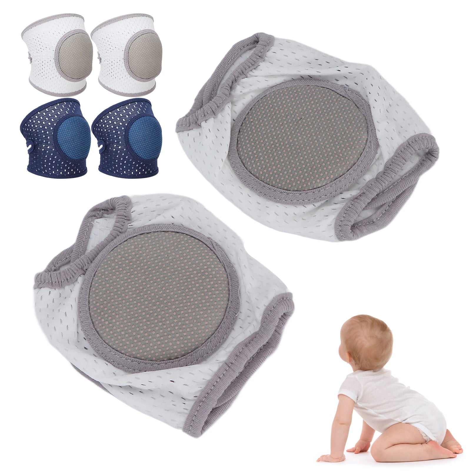 Baby Crawling Pads Soft Cotton Elastic Unisex Prevent Slip Infant Knee Cover Baby Knee Protectors Crawling Knee Pad Qme
