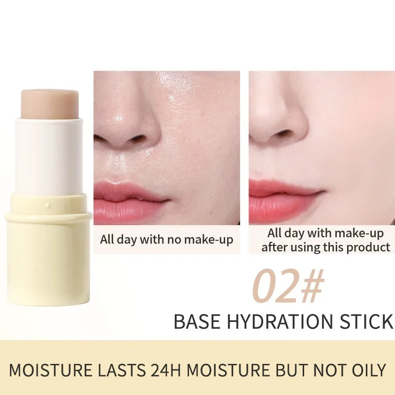 Hydrating Invisible Pore Base Makeup Stick, Moisturizing Oil-control Primer Makeup Cream, Lip balm,Brighten Modifying Skin Color Qme 02
