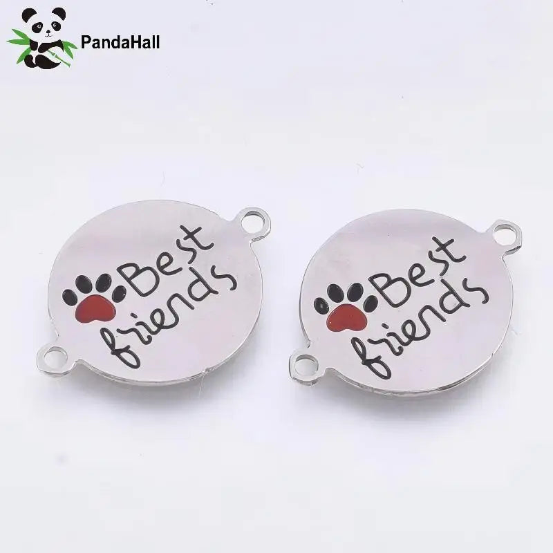 PandaHall 5Pcs 304 Stainless Steel Word Pendants Fit Bracelet Necklace Connectors Charms for Craft DIY Jewelry Making Findings Qme