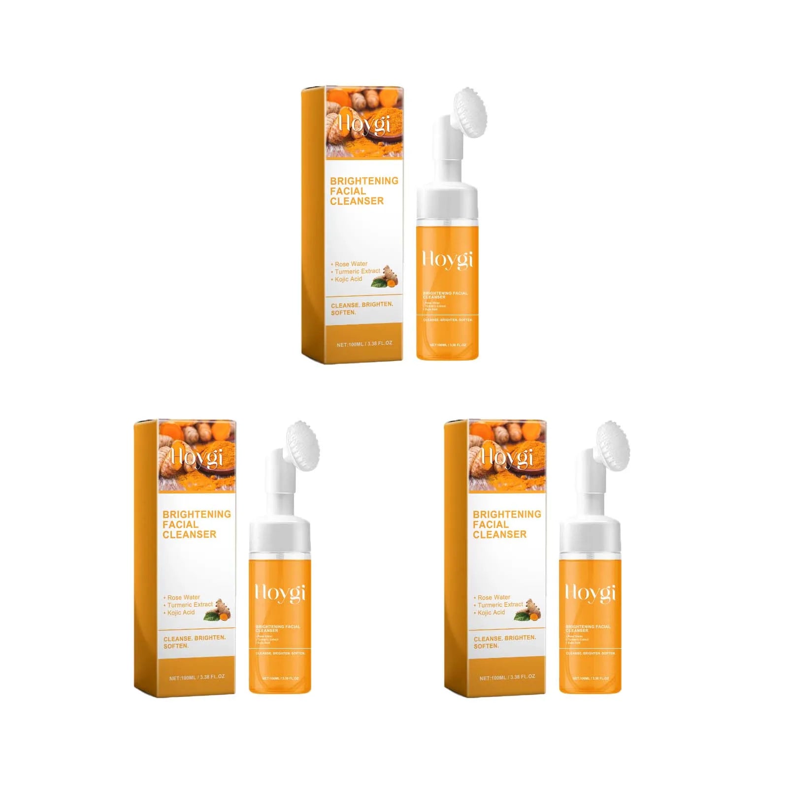 Turmeric Cleanser Deeply Cleansing Kojic Acid Blackhead Remover Skin Cleansing Oil Control Fade Acne Marks Brighten Foam Cleanse Qme 3Pcs 100ml Boxed