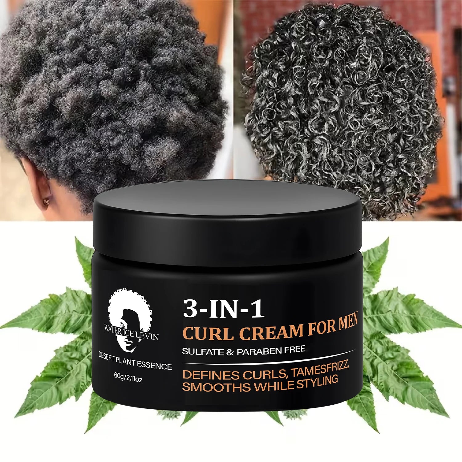 3-in-1 Curl Cream for Men, Sulfate & Paraben Free, Defines Curls & Tames Frizz, Smooth Styling Cream. Qme