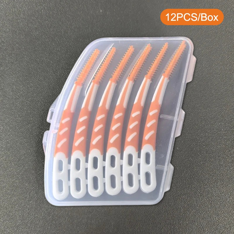 1 5 Box Interdental Silicone Brushes Teeth Stick Toothpicks Dental Qme Orange