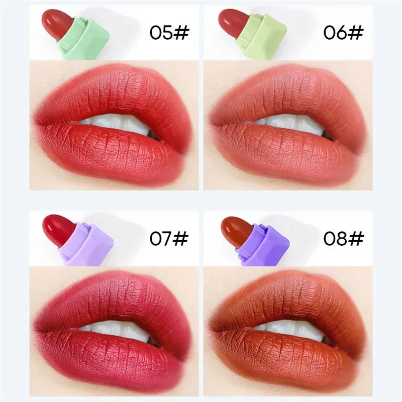 8 Colors Cute Mini Lipstick Set Candy Matte Velvet Capsule Waterproof Long Lasting Lipstick Cosmetic Easy Color Lipstick Kit Qme