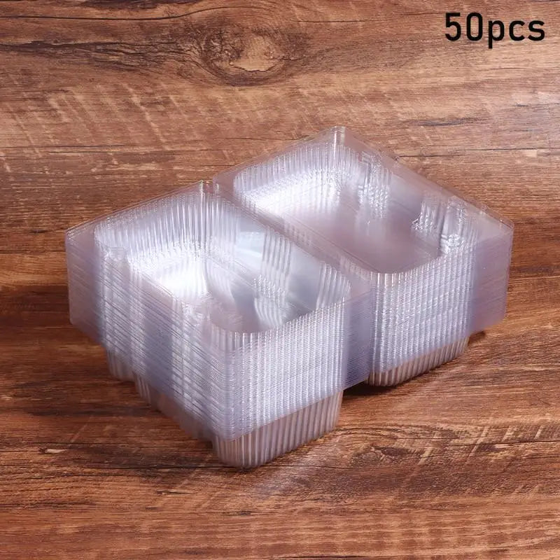 10 50 Multi-purpose Clear Plastic Boxes Disposable Containers Bakery Qme 50Pcs