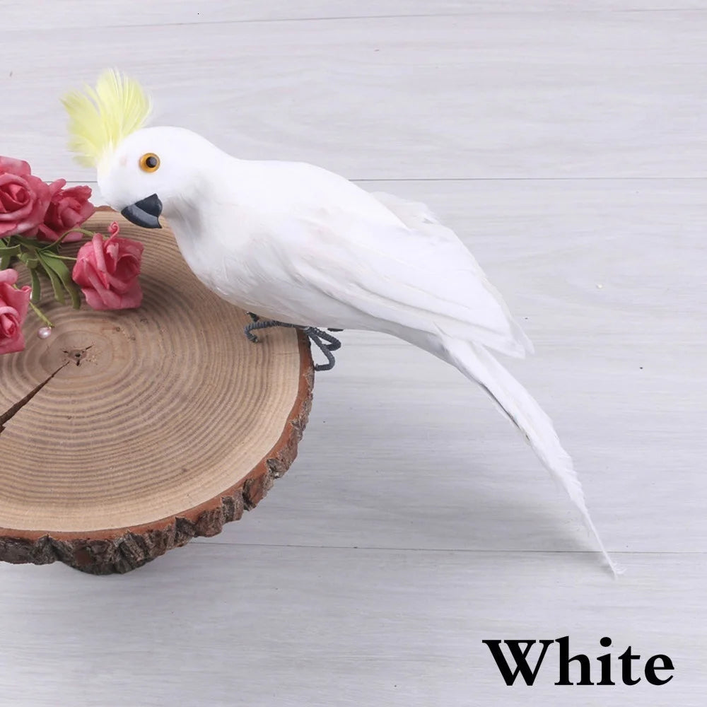 25 Creative Handmade Simulation Parrot Animal Bird Garden Props Qme white 25 cm