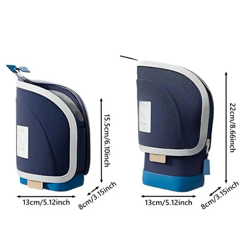 2-in-1 Portable Vertical Student Pencil Bag Pen Holder Standing Case Qme