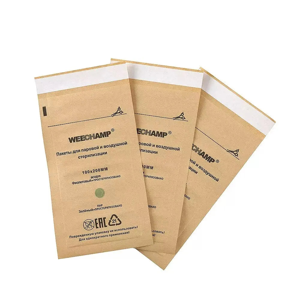 50PCS Self-Sealing Cleaning Pouches, Dry Heat Autoclave Kraft Paper Bags for Tattoo Dentist Tools and Nail Art Supplies Qme