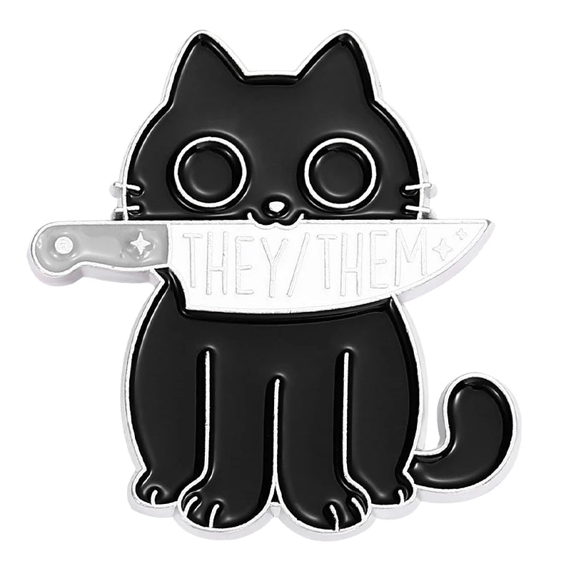 My Pronouns Enamel Pins Cats Butterfly He Him She Her They Them