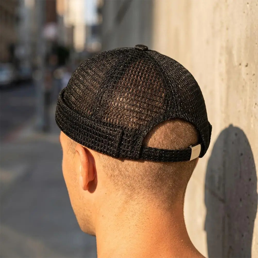 Mens Mesh Brimless Cap Outdoor Sport Summer Docker Beanie Hat Flip Qme