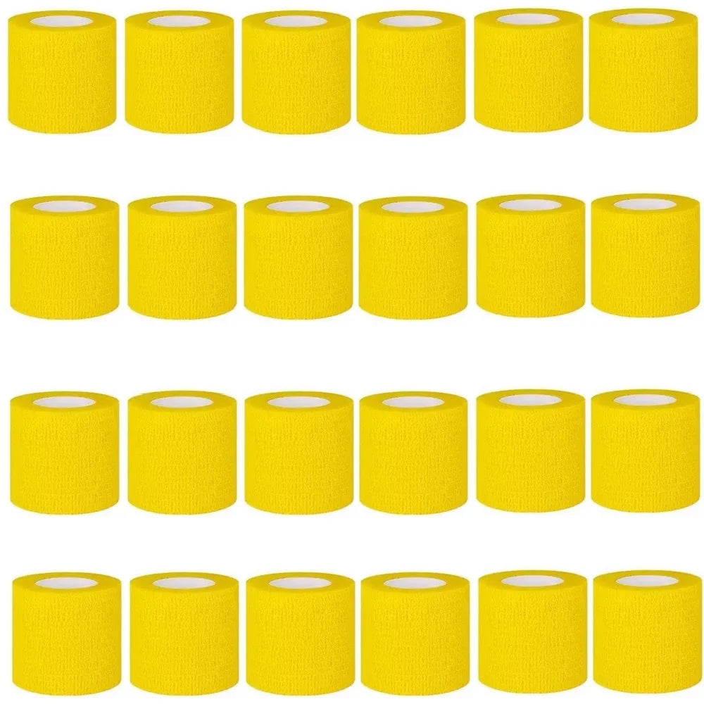 24pcs Bandage Tape Self Adhesive Elastic Bandage Wrap Elastoplast for Knee Support Pads Finger Ankle Palm Shoulder tattoo Qme yellow 24pcs 5cmx4.5m