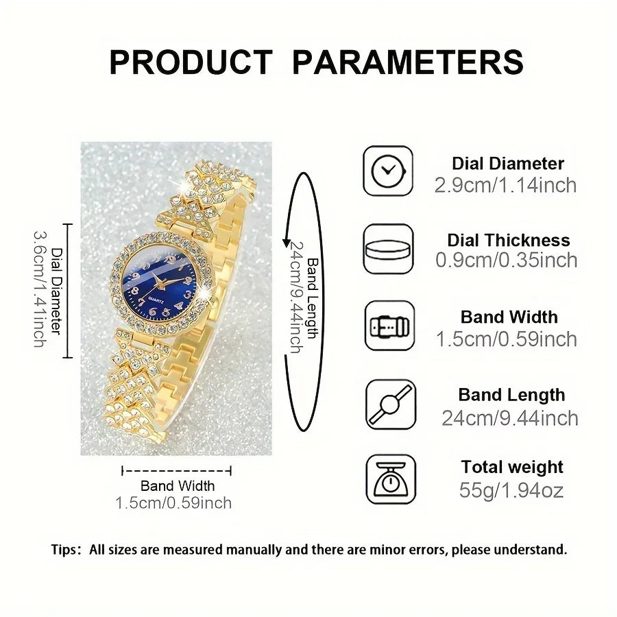2pcs Temperament Baita Quartz Watch Female Explosive Fashion Short Video Female Lead PCS Jewelry Gift Set Qme