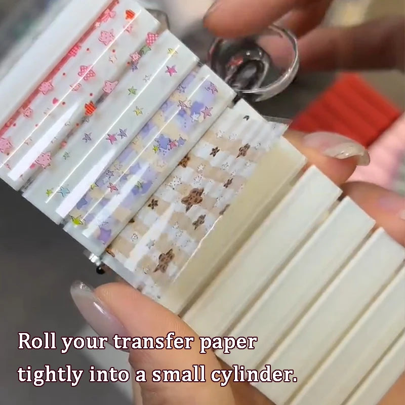 10 Grids Nail Transfer Foil Paper Storage Holder Roll-Up Nail Foil Stickers Space-Saving Manicure Tool Nail Art Accessories Qme