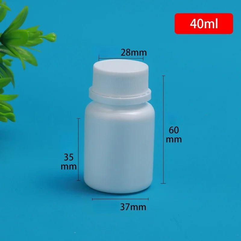 Solid Powder Portable Containers Plastic HDPE White Empty Seal Qme 40ML 10PCS B