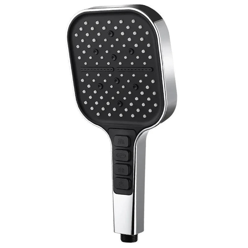 7 Modes Large Shower Head Adjustable High-pressure Water-saving Shower Head One Key Stop Mixer Shower Head Bathroom Accessories Qme Sliver