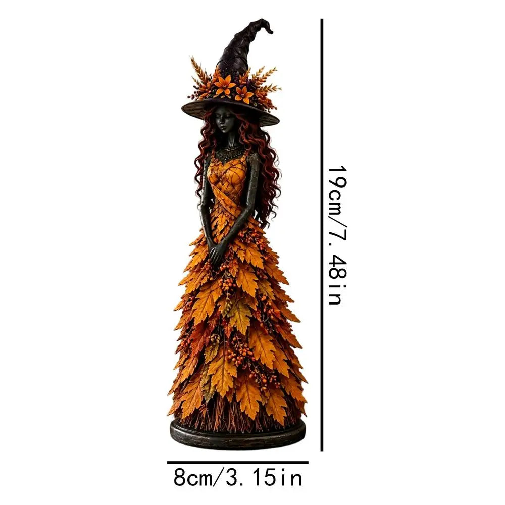 Halloween Witch Figurine Resin Seasonal Table Centerpiece Leaves Gown Qme Grey China Mainland