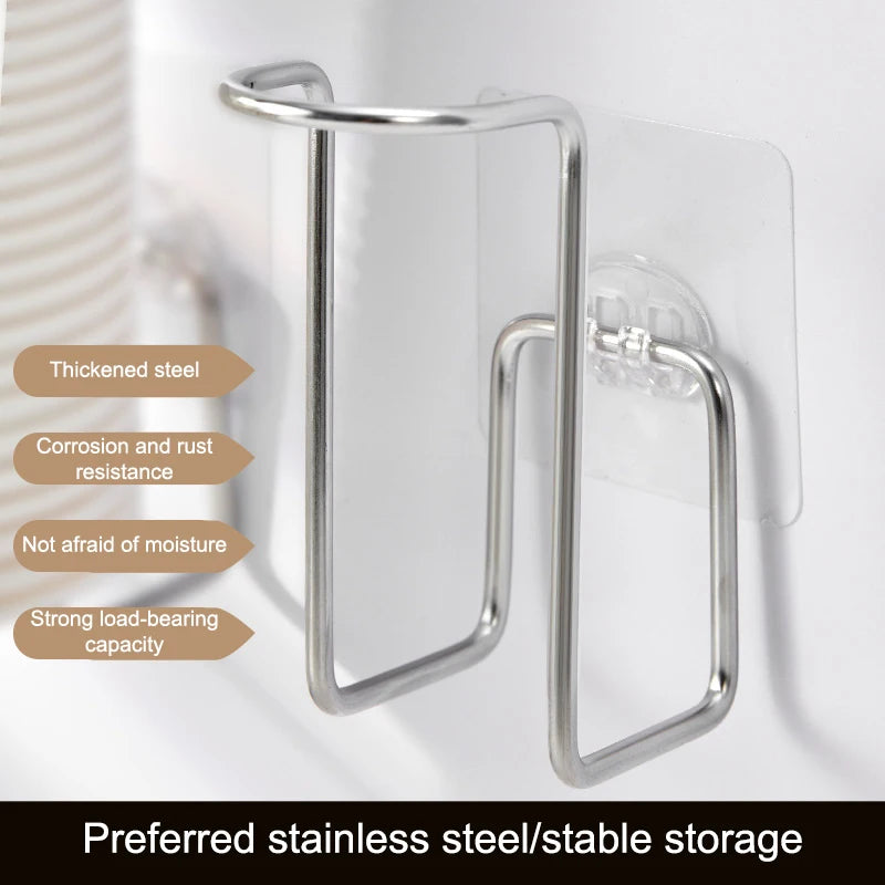 Disposable Water Cup Holder Punch Kitchen Organizer Wall Mounted Qme