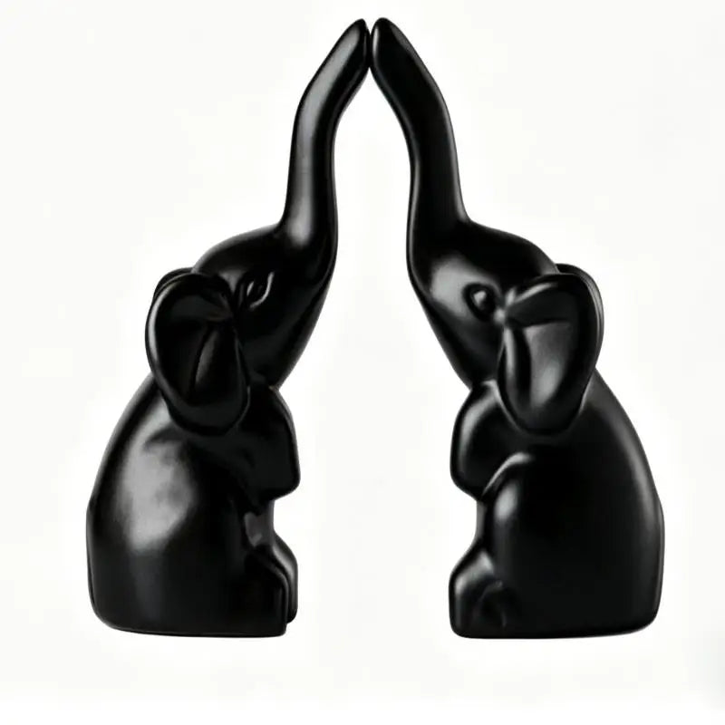 1 Pair Small Animal Statue Elephant Figurine Home Decor Mini Gold Qme A