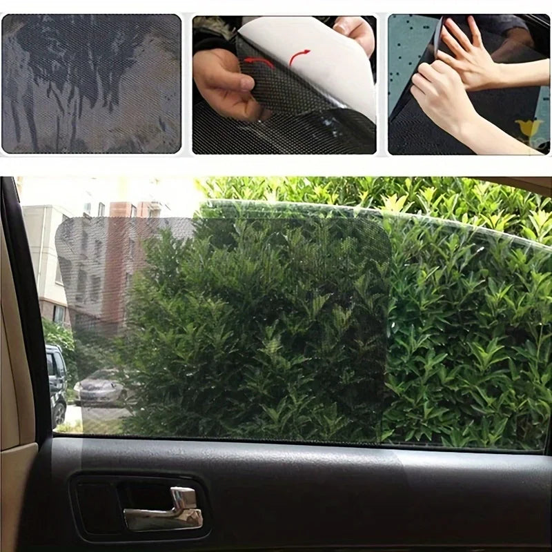 Keep Your Car Cool & Private - 2pcs Car Side Window Sunshades With Static Cling Films! Qme