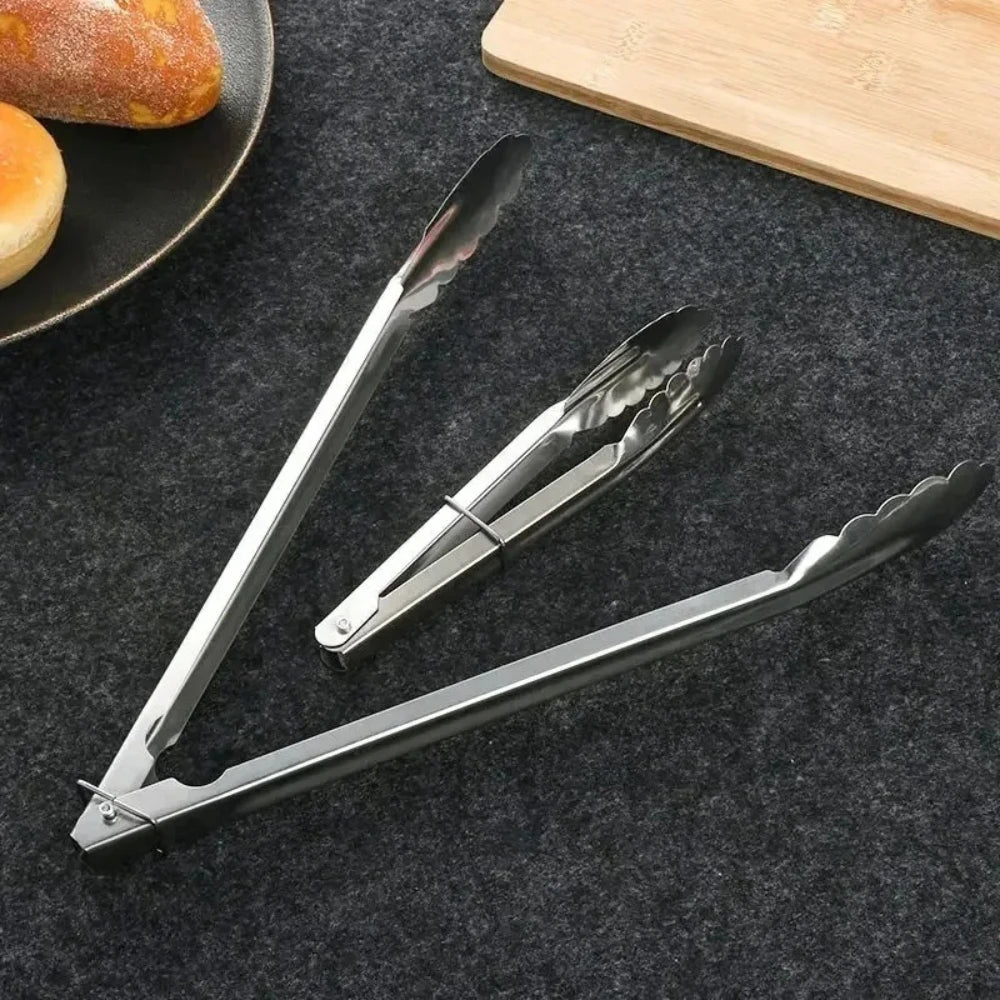 Stainless Steel Serving Food Tongs Practical Household Cookware for BBQ Grill Buffet Bread Salad and Kitchen Cooking Qme
