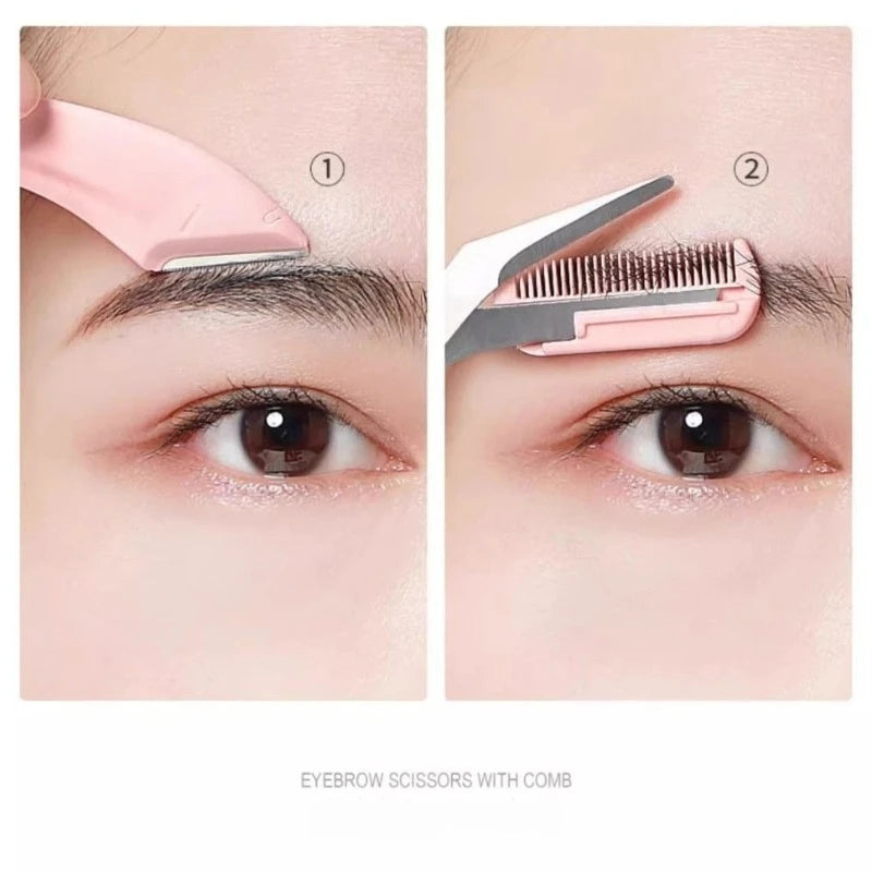 Ladies Eyebrow Trimmer Two-piece Comb Scissors Beginner Lazy Safety Qme