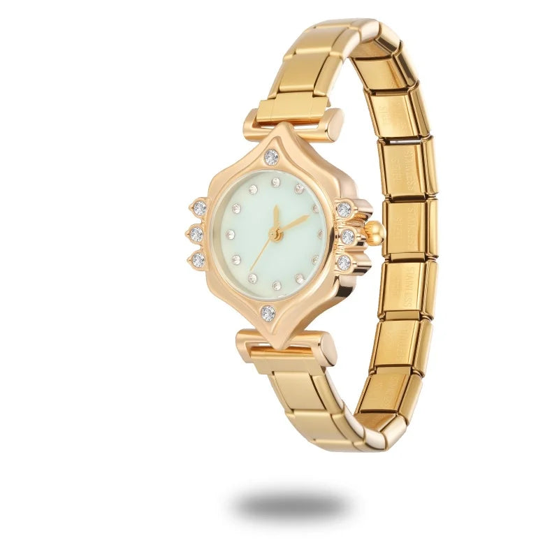 2025New Fit Width Italian Charm Square Zircon Elastic Watch Bracelets