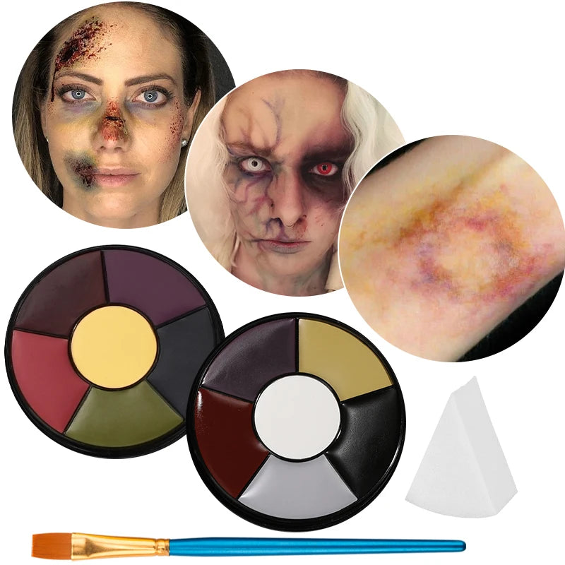 6 Colors Bruise Wheel SFX Face Paint Palette Oil Based Body Makeup Qme