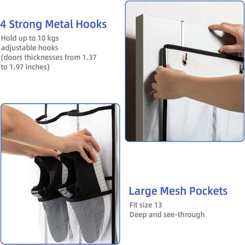 24 28 35 40 Large Mesh Pockets Hanging Shoe Organizer Closet Rack Qme