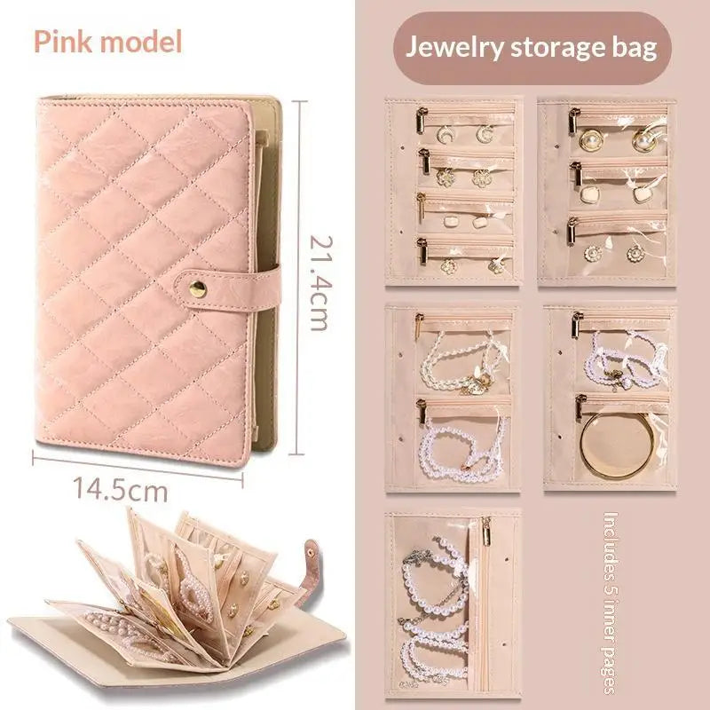 Portable PU Leather Jewelry Storage Book Jewellery Binder, Jewelry Organizer Roll, Small Anti Oxidation Jewelry Storage Bag 1PC Qme E