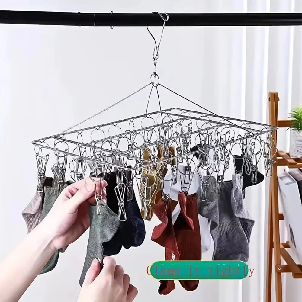 Stainless Steel Windproof Clothespin Laundry Hanger Bra Sock Towel Clothesline Hook Clothes Rack Peg Dryer Airer Drying Qme