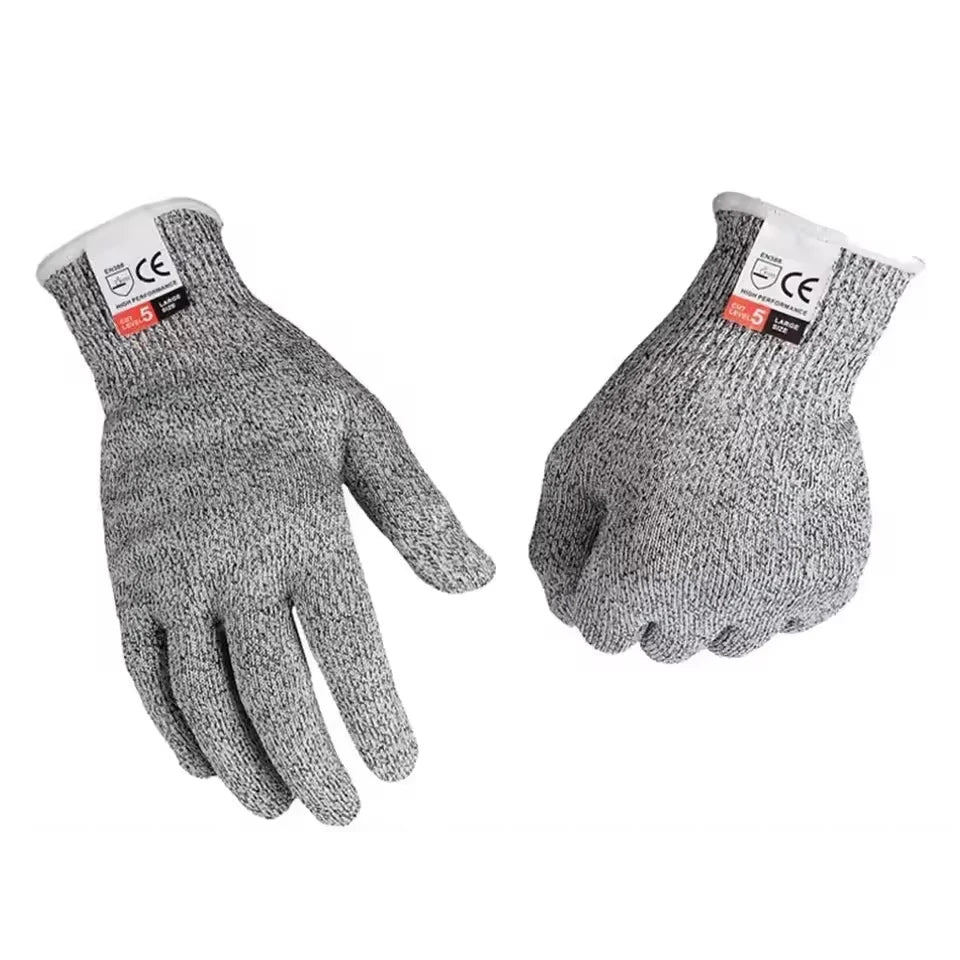 Grade 5 Cut Resistant Gloves Kitchen HPPE Scratch Glass Cutting Qme GRAY M