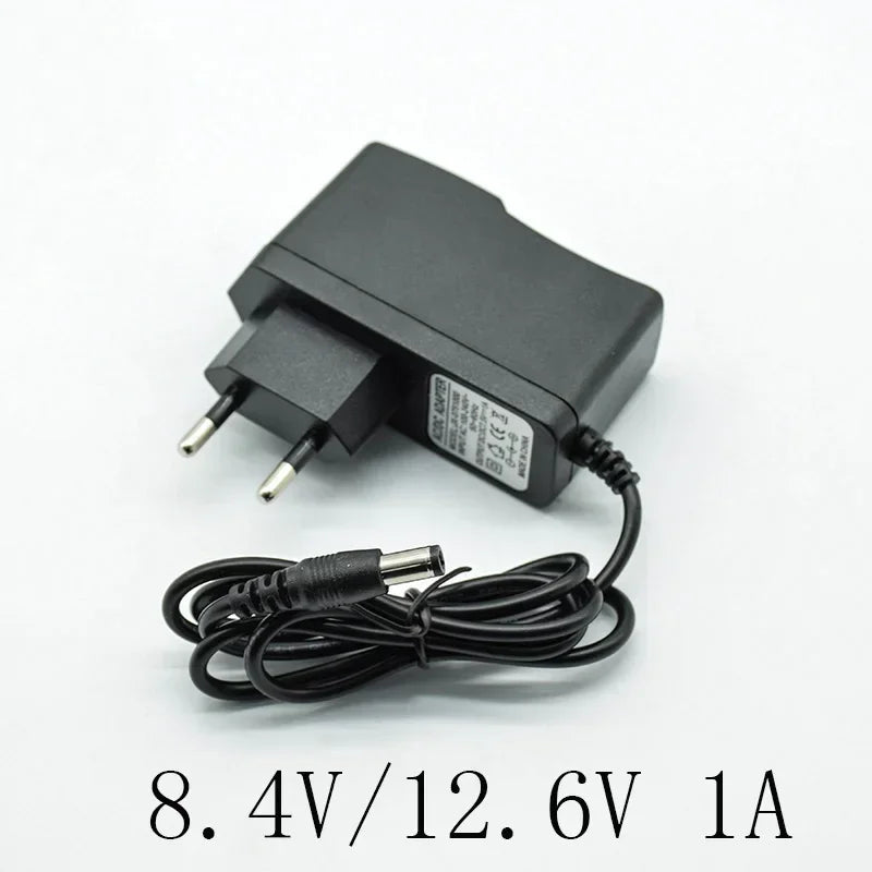 Converter Adapter DC 12.6V 1A/1000mA Power Supply Charger EU Plug 5.5mm * 2.5mm(2.1mm) AC to DC for 18650 lithium battery Qme