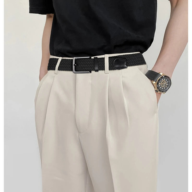 Men's Premium Golf Business Belt Stretch Woven Design Adjustable Pin Qme