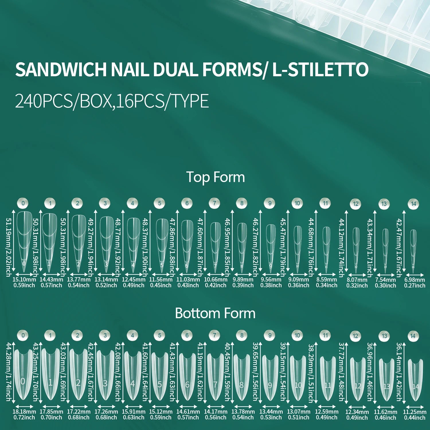 Nailpop Sandwich Nail Dual Forms 15 Shapes Professional Tools French Qme SANDWICH STILETTO