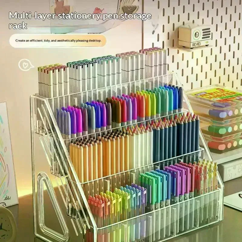 3 4 5 Tier Large-capacity Acrylic Desk Divider Watercolor Pencil Qme