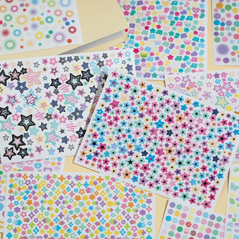 20 sheets，Cute Star cartoon pattern Ins Style Sticker Book, DIY Scrapbooking Stickers Collage Magazine Decoration Stationery Qme