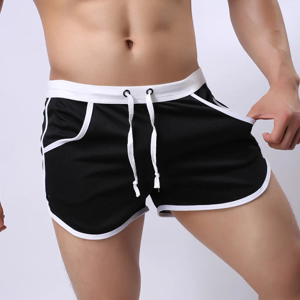 Men's Running Quick-dry Beach Trousers Sports Short Pants Elastic Joggers Bodybuilding Shorts Casual Homme Swimming Shorts Qme
