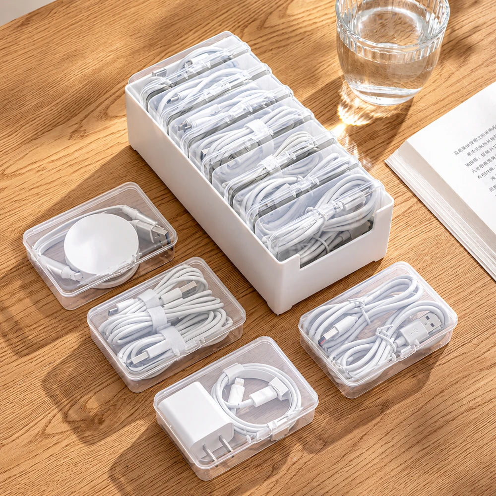 1/3Pcs Thickened Plastic Cable Box Household Storage Organizer to Sort Straps Mobile Devices and Office Sundries Qme