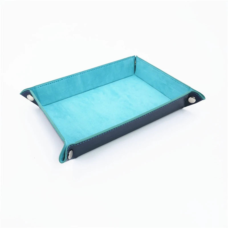 Creative Storage Tray Pu Foldable Box Dice Desktop Rolling Folding Qme light blue