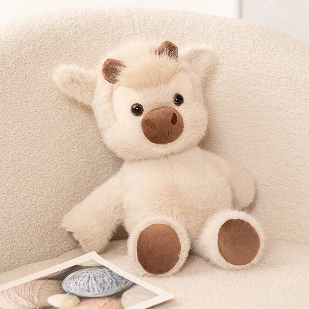 Adorable Highland Cattle Plush Toy 45cm Huggable Running Cow Stuffed Animal Made with Premium Soft Fabric, Soothing Companion Qme