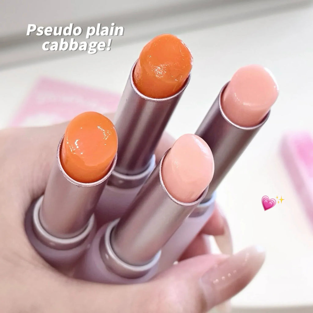 Fruit Lip Balm Moisturizing Clear Lip-Primer Color Tinted Solid Lip Glos Color Changing Nourishing Jelly Pink Lipstick Makeup Qme