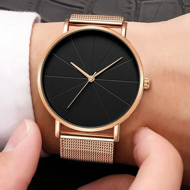 Minimalist Men's Fashion Watches Simple Men Business Ultra Thin Stainless Steel Mesh Belt Quartz Watch relogio masculino Qme