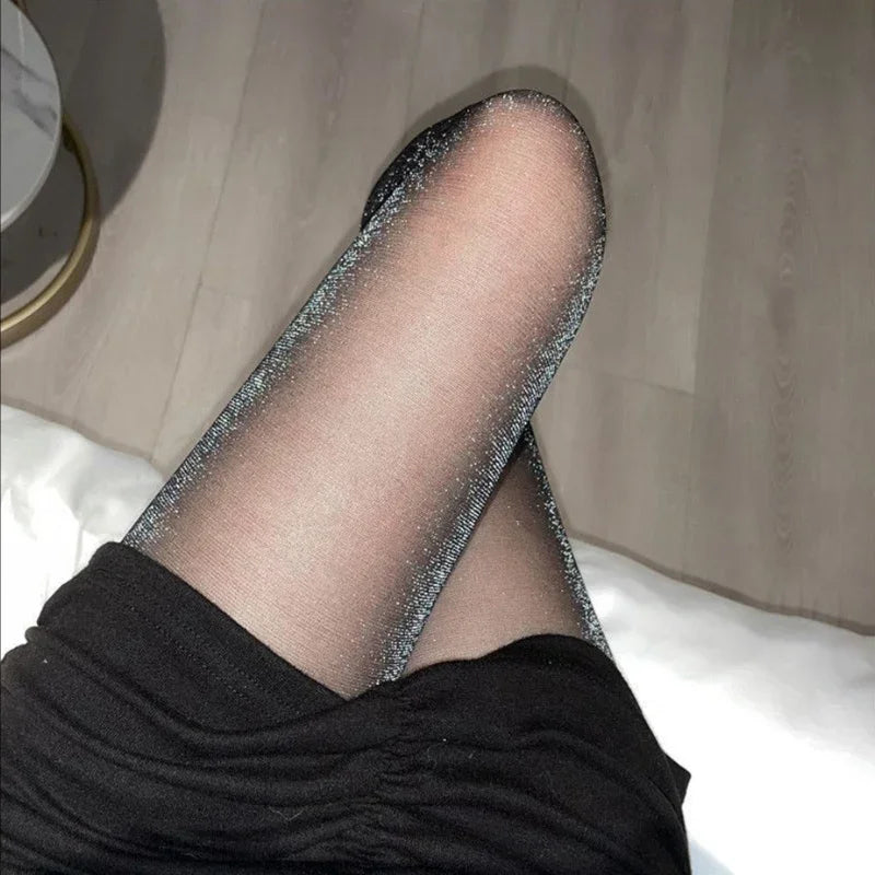 Shiny Sexy Black Silk Pantyhose Transparent Tights Charming Women Qme